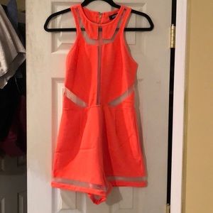 Missguided coral mesh romper